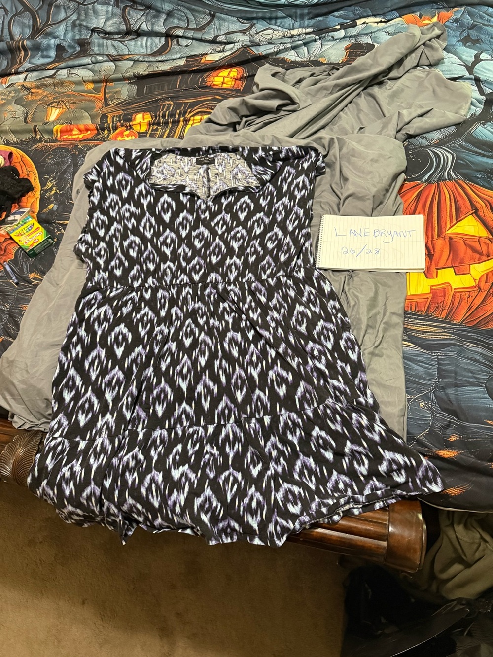 Lane Bryant Black and White Ikat Pattern Girls' Casual Dress